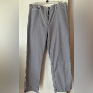 Jones NewYork sport stretch blue/white striped pants pockets & slits at ankles